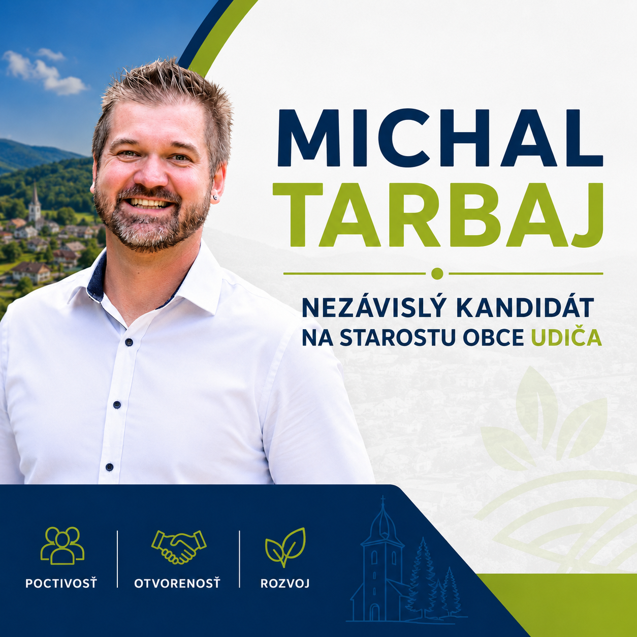 Plagát Michal Tarbaj - Nezávislý kandidát na starostu obce Udiča